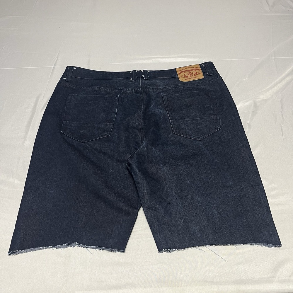 Y2K Jean Shorts Men's Size 40 Blue Denim Cut-Off Jorts Baggy Grunge Dark Wash